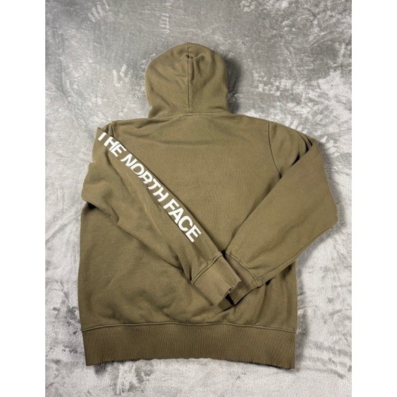 The North Face Mens Bear Graphic Hoodie Olive Green Sleeve Logo Sweatshirt M - Picture 5 of 5